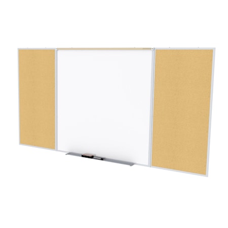 Ghent Combo Whiteboard/Bulletin, Mag Por/Cork, Styl D, 4 ft H x 8 ft W, Natural SPC48D-K